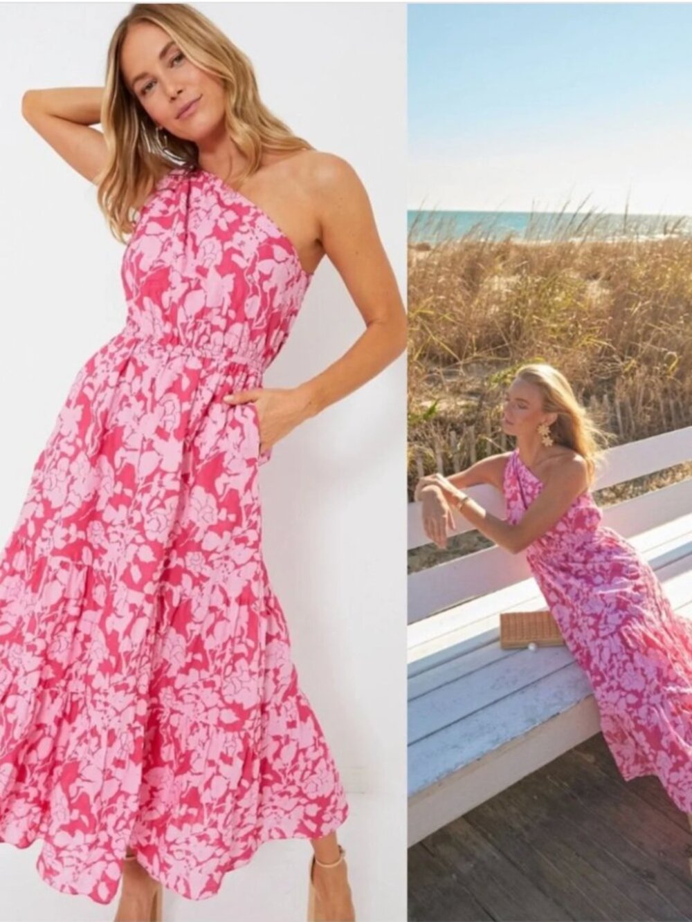 Tuckernuck Hyacinth House Sybil Pink Floral One-Shoulder Maxi Dress S